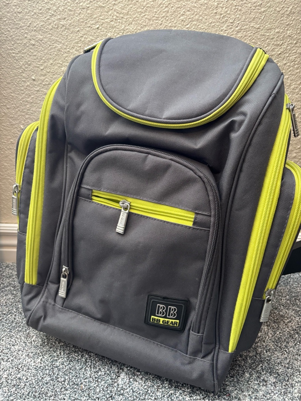 BB Gear By Baby Boom Diaper Bag Backpack - Gray & Lime